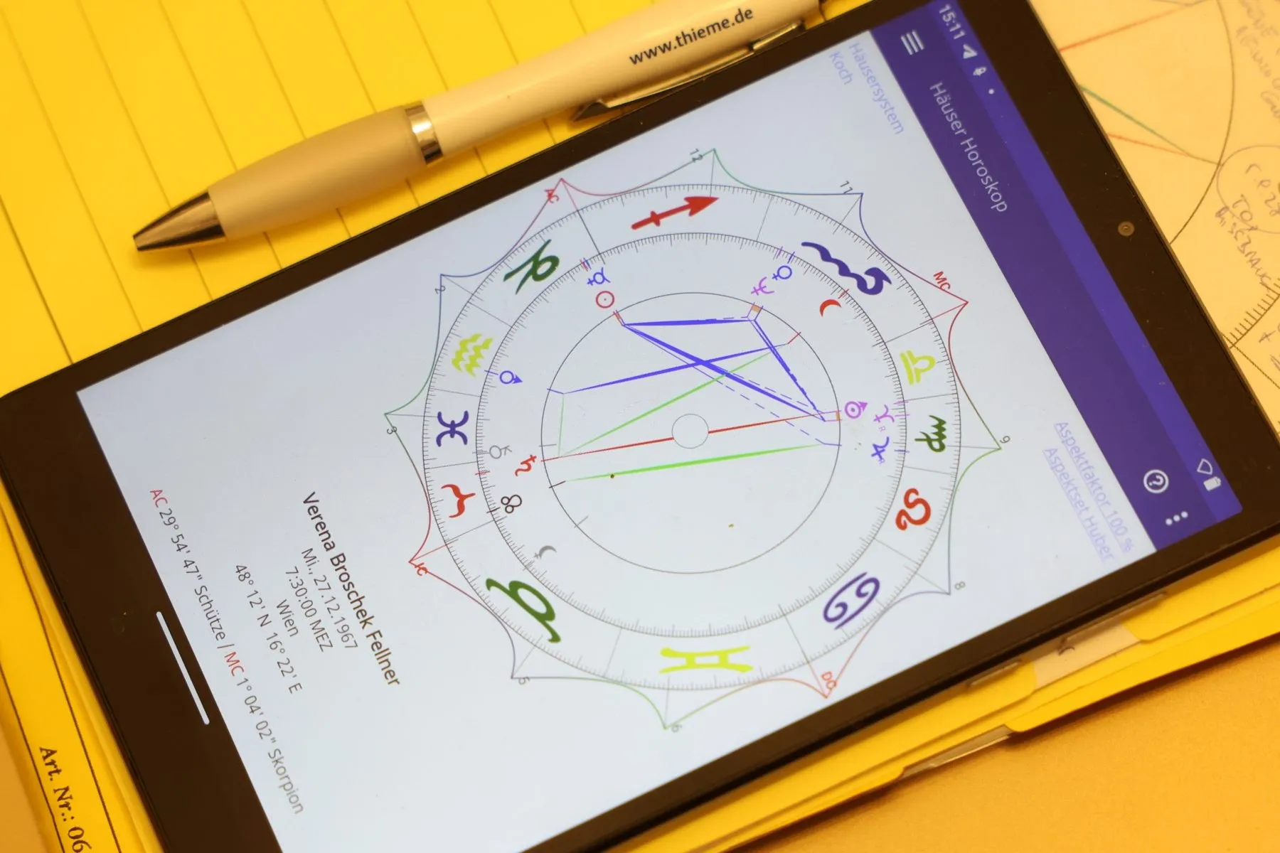 Tablet mit einem Aspektbild nach der Huber-Methode